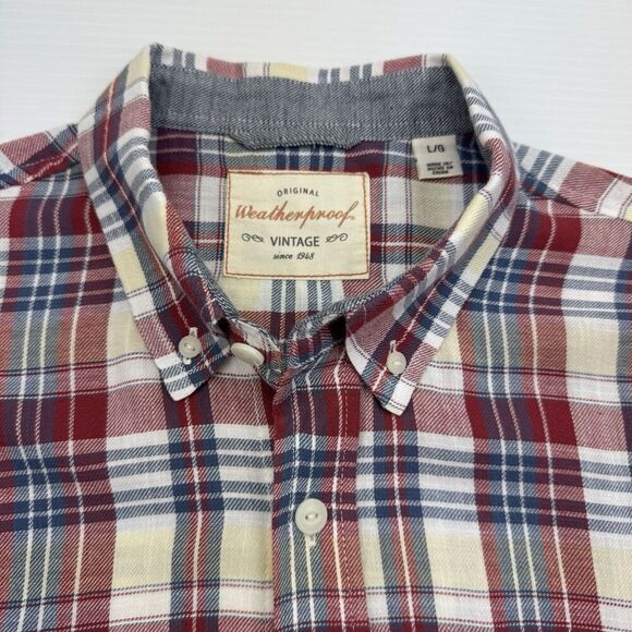 Weatherproof Shirt Men's Size Large Plaid Button Up Long Sleeve Collared Relaxed - Picture 4 of 9